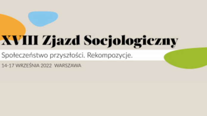 Logo XVIII Zjazdu Socjologicznego PTS „Społeczeństwo przyszłości. Rekompozycje” w Warszawie.